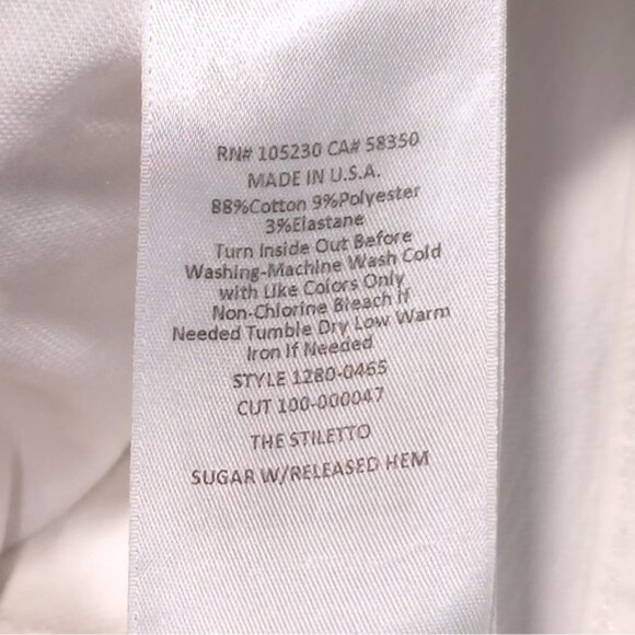 CURRENT ELLIOTT Women’s THE STILETTO SUGAR RELEASED HEM Jeans White USA MADE 28 - Picture 14 of 14